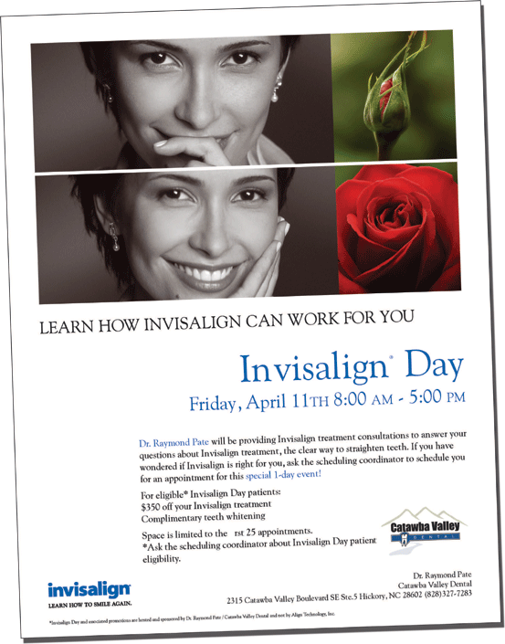 Invisalign flyer for Dr. Pate of Catawba Valley Dental