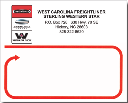 mailing label for Western Carolina Freightliner